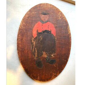 ANTIQUE 1900'S PAINTING ON OVAL WOOD BOARD